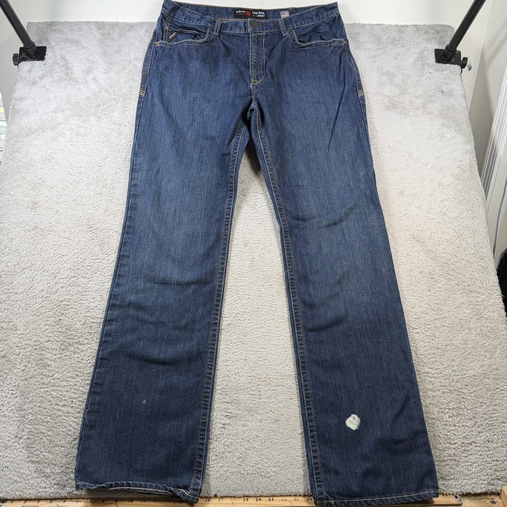 Ariat FR Jeans Mens 32x34 Blue Denim M4 Low Rise Boot Cut Cowboy Workwear Rodeo